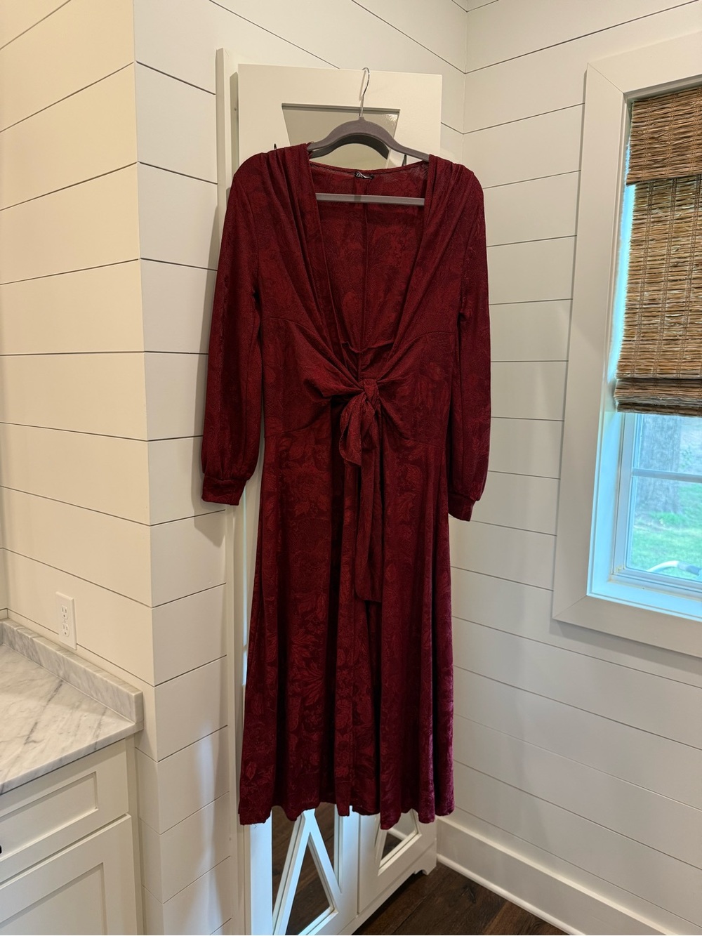 Zara burgundy maxi wrap dress